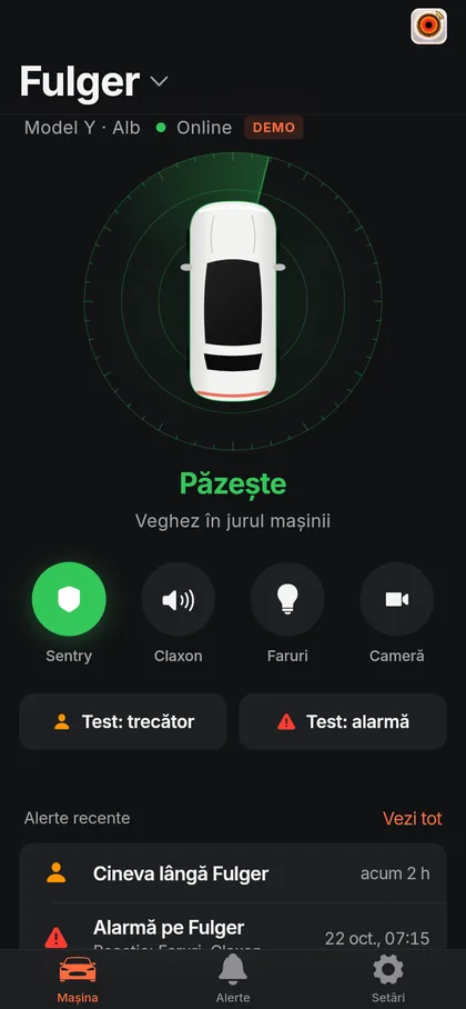 Ecranul Mașina, Sentry pornit